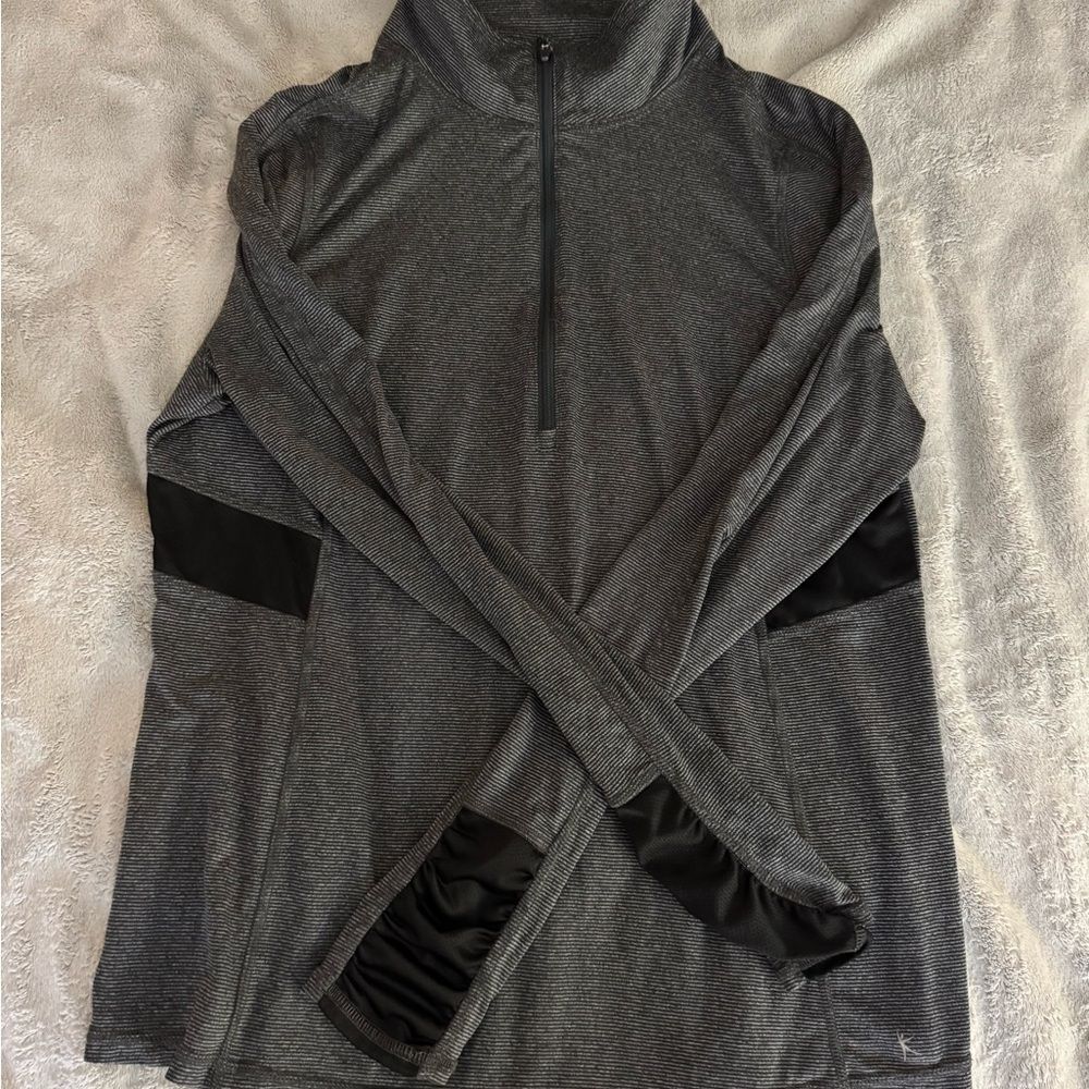 Women's Gray and Black Quarter-Zip
